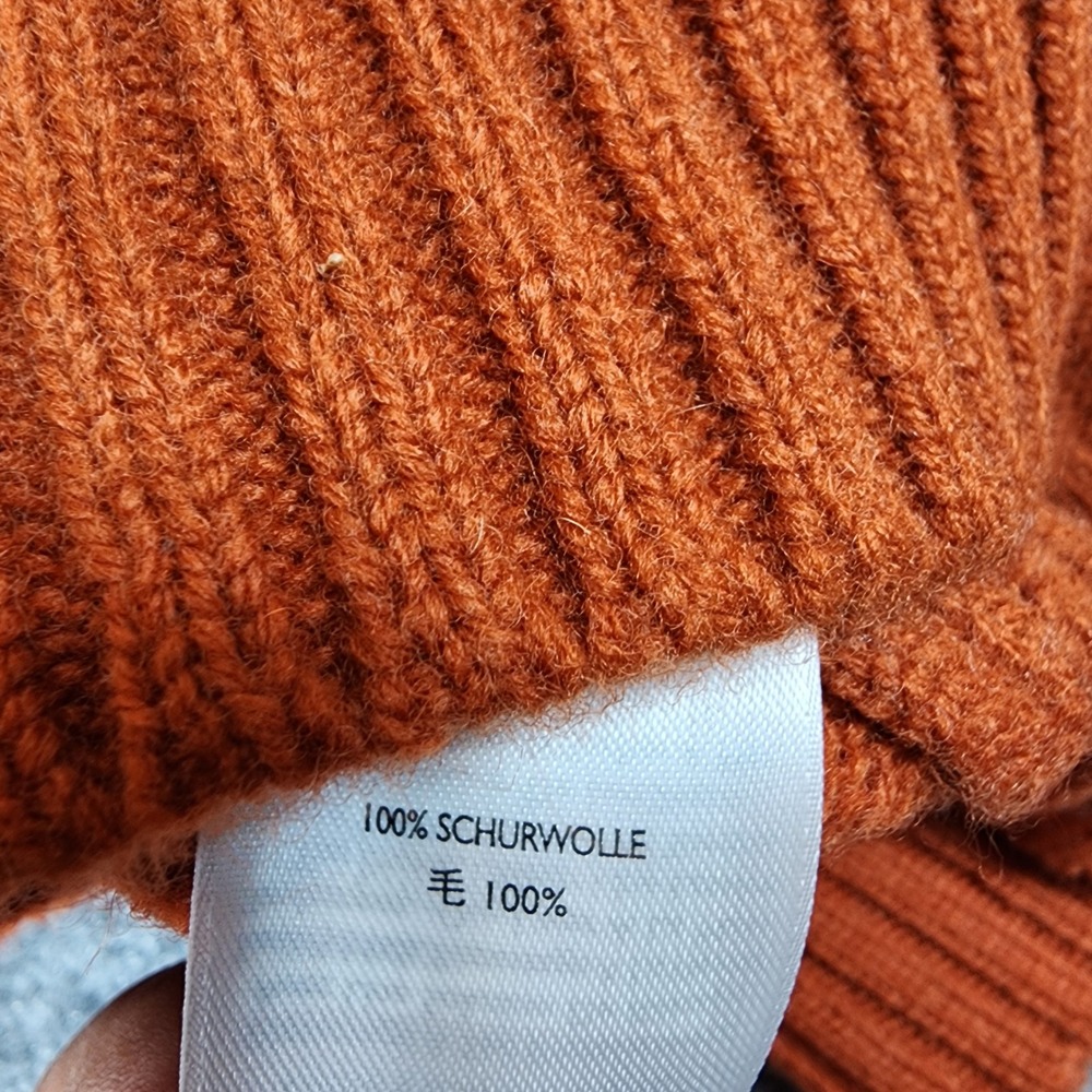Eddie Bauer Mens Orange Lambswool Fair Isle Snowflake Crewneck Sweater Large NWT - Picture 5 of 6